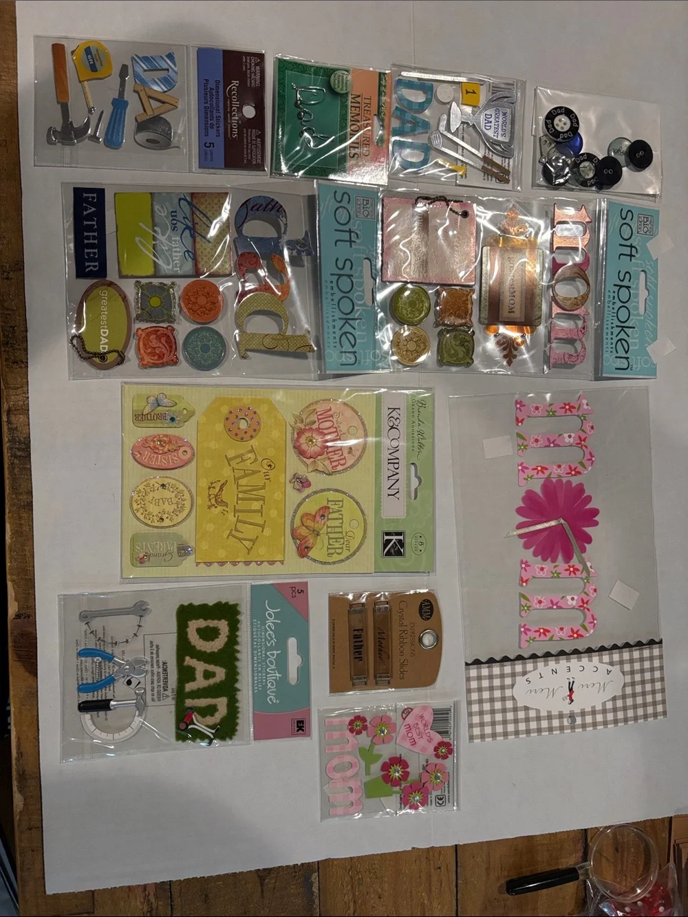 Scrapbook Embellishments mom & dad lot 7